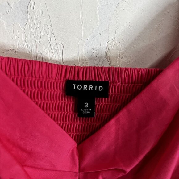 Torrid Midi Poplin Sweetheart Shirred Dress Barbiecore Pink Womens 3 - Picture 4 of 12